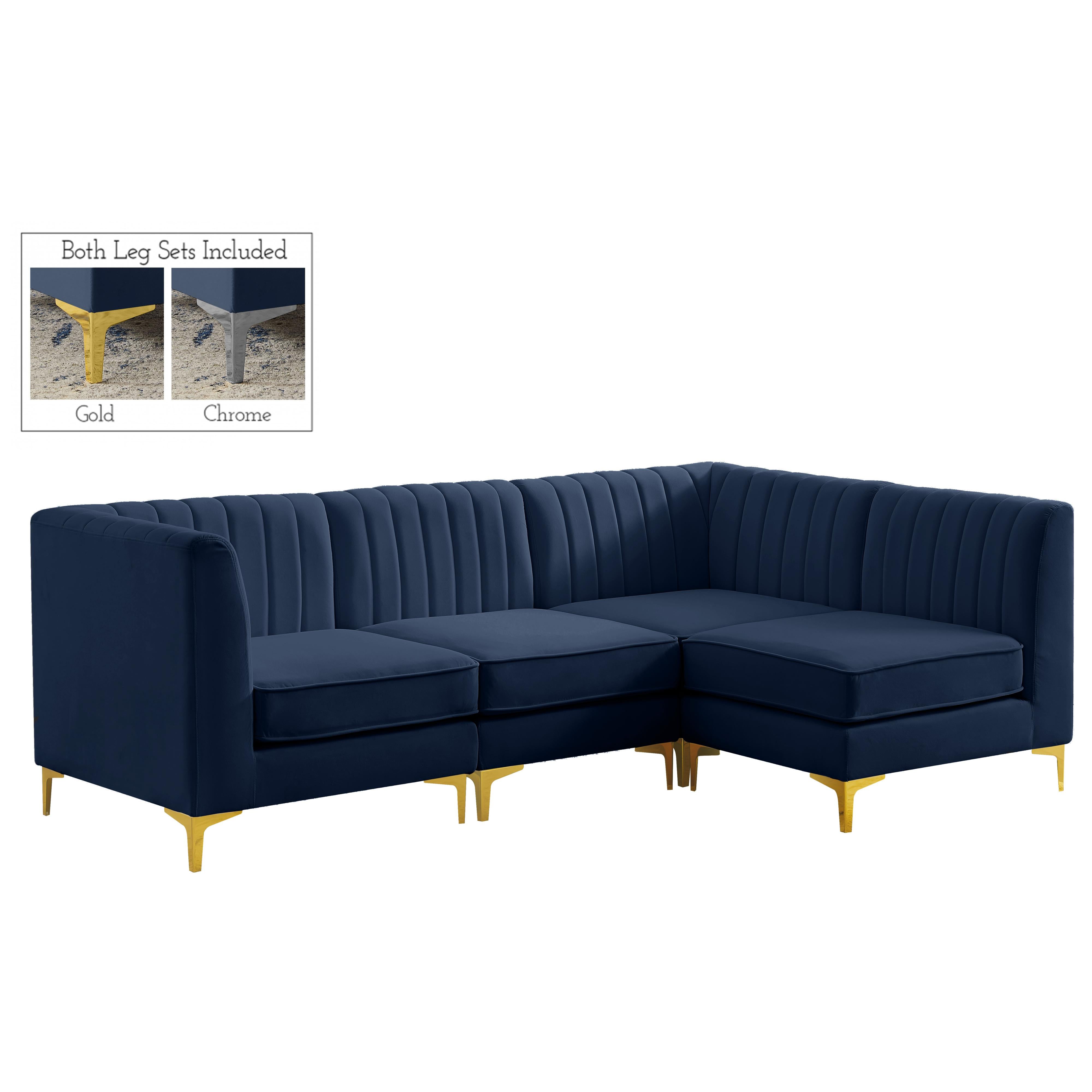 Meridian Alina Navy Velvet Modular Sectional