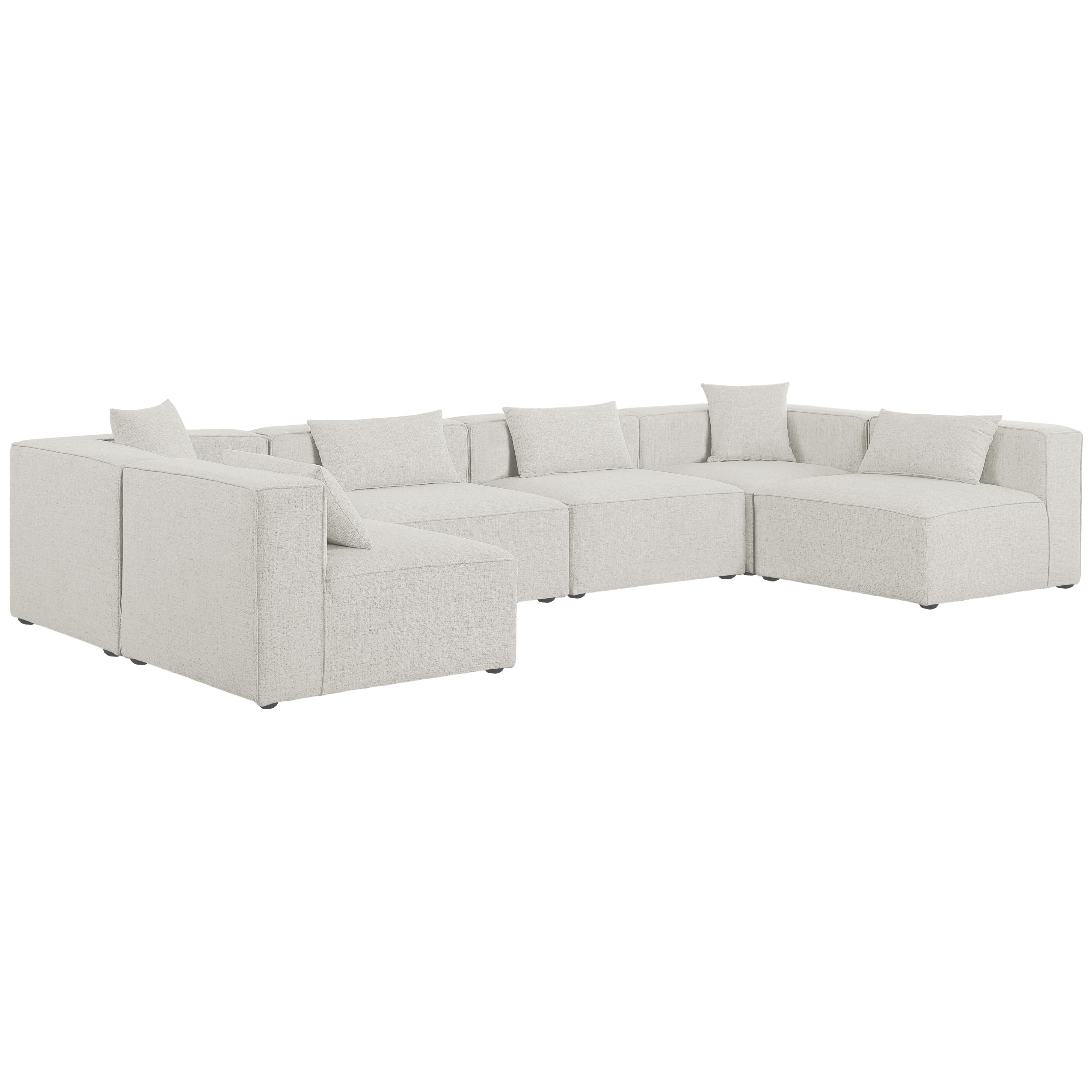 Meridian Cube Cream Durable Linen Textured Modular Sectional