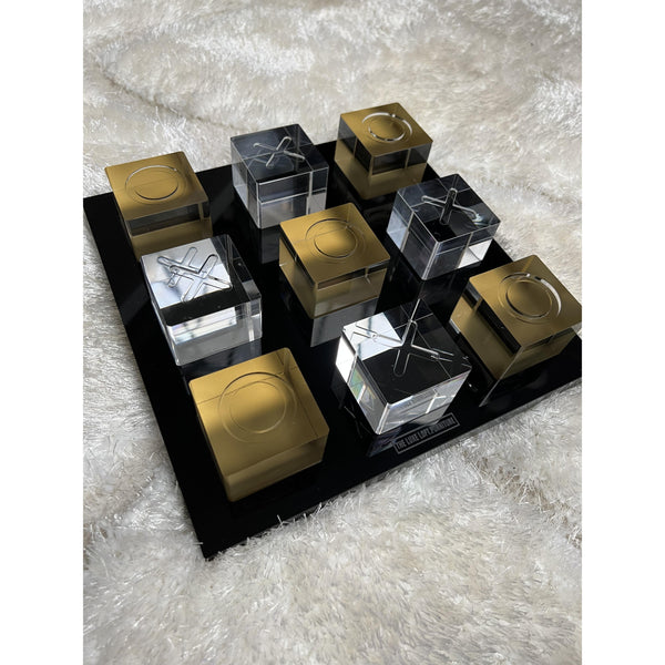 Luxe Loft Home Decor Miscellaneous Tic Tac Toe - Black/Gold/Clear IMAGE 1