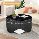 795 Black 360 Rotate Coffee Marble Like Mirror W/ White Table