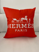 HERMES PARIS 20x20 PILLOW COVER-ORANGE & WHITE