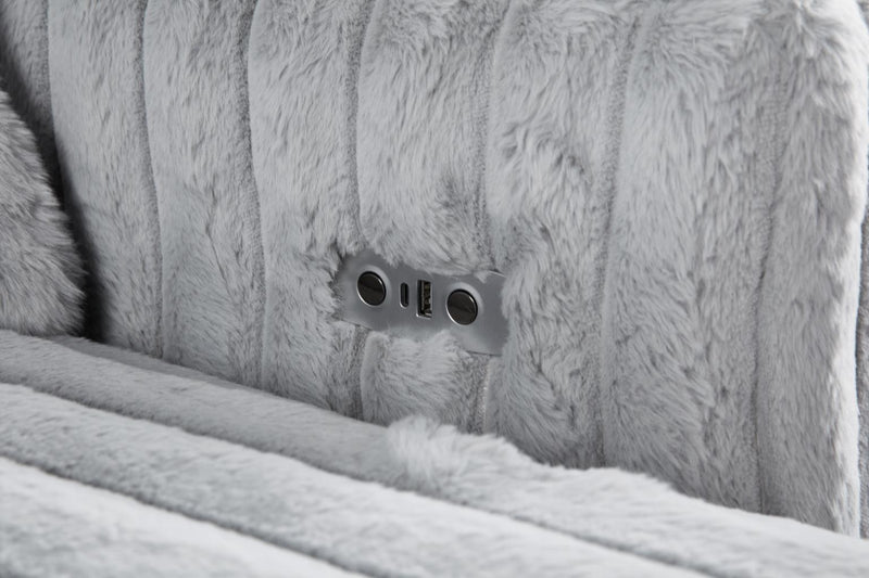 U309 Gray Corduroy Power 4 Seater Sofa