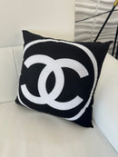 CHANEL 20x20 PILLOW COVER- BLACK W/ WHITE RING