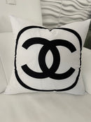 CHANEL 20x20 PILLOW COVER-WHITE W/ BLACK RING