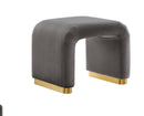 EEI-6733-BRA-STG-Velvet Waterfall Stool in Brass S(Grey)