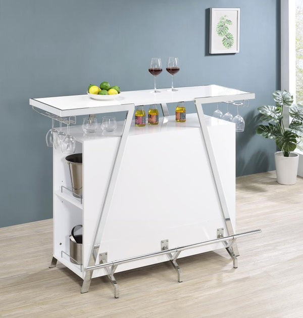 Araceli Home Bar Wine Cabinet White High Gloss and Chrome 182355