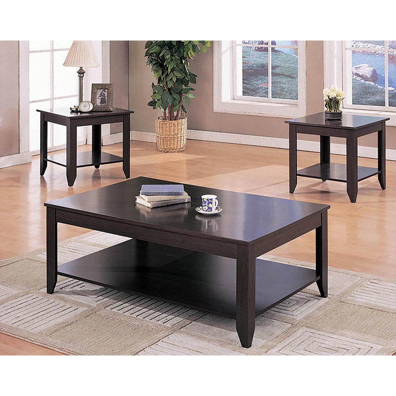  Coaster Furniture Brooks 700285 3-piece Rectangular Coffee Table Set - Cappuccino IMAGE 1