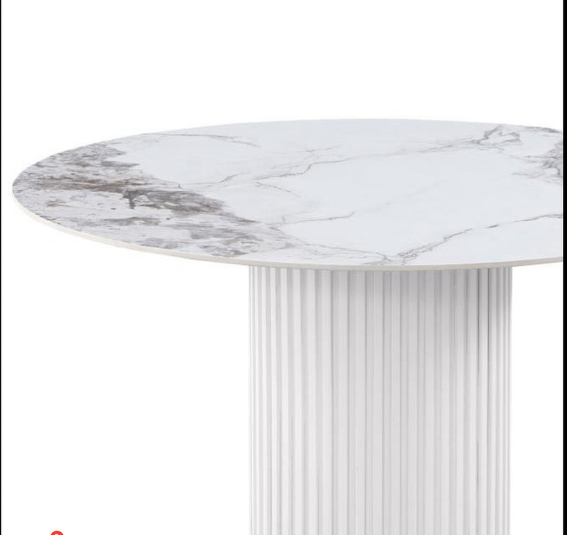 ACADIA ROUND 53-INCH SINTERED STONE TOP DINING TABLE WHITE 105580