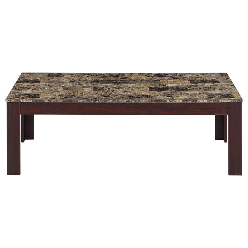 Coaster Furniture Rhodes 700395 3-piece Faux Marble Top Coffee Table Set - Brown IMAGE 3