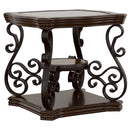  Coaster Furniture Laney 702447 1-shelf Glass Top Rectangular End Table - Deep Merlot IMAGE 2