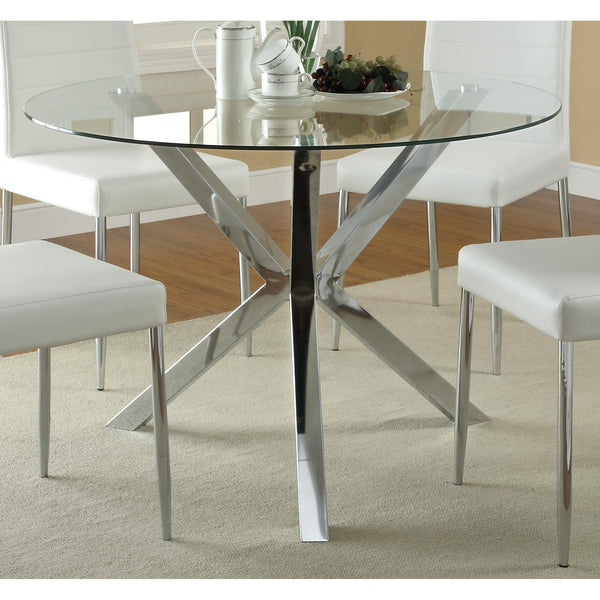 Coaster Furniture Round Vance Dining Table with Glass Top and Trestle Base 120760 IMAGE 2