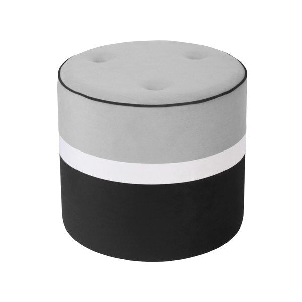 TOV-OC68569 Klondike Grey&Black Velvet Ottoman