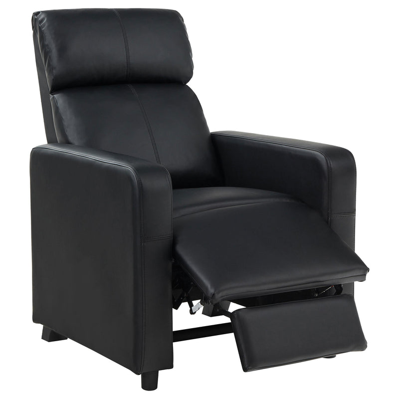 Coaster Furniture Toohey 600181 Upholstered Home Theater Push Back Recliner - Black IMAGE 2