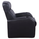 Coaster Furniture Cyrus 600001 Upholstered Track Arm Recliner - Black IMAGE 6