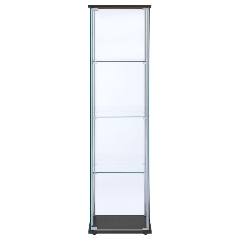 Coaster Furniture Bellatrix 950172 4-shelf Clear Glass Curio Cabinet - Cappuccino IMAGE 2