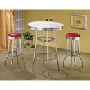  Coaster Furniture Retro 2300 Round 30-inch 1950's Bistro Pub Height Bar Table - White IMAGE 3