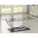 Coaster Furniture Danville 704988 Rectangular U-Shaped Glass Top Coffee Table - Chrome IMAGE 5