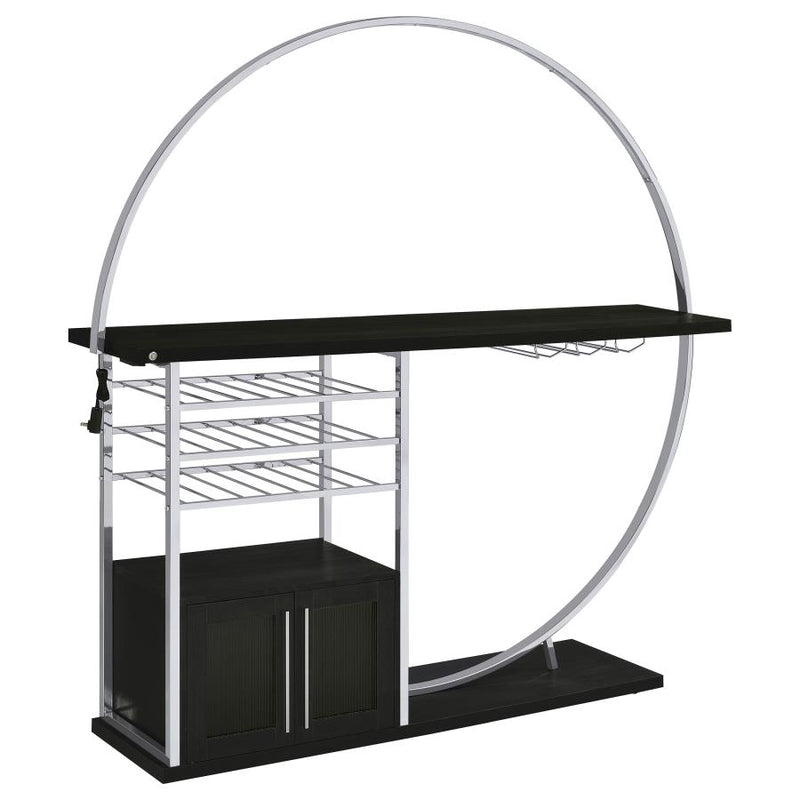 Risley 2-Door Circular LED Home Bar With Wine Storage Dark Charcoal 182799