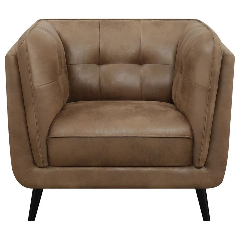 509423 Thatcher Upholstered Button Tufted Chair Brown