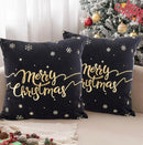 MERRY CHRISTMAS 18x18 PILLOW COVER- BLACK&GOLD