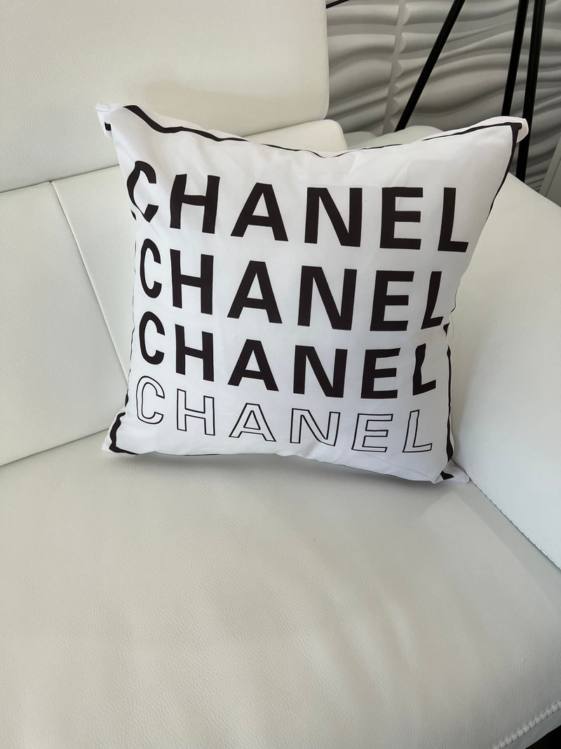 CHANEL 20x20 PILLOW COVER- CHOCOLATE & WHITE