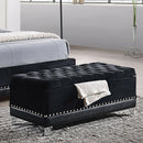  Coaster Furniture Barzini 300644 Velvet Upholstered Tufted Storage Bench - Black IMAGE 1