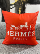 HERMES PARIS 20x20 PILLOW COVER-ORANGE & WHITE