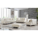 Meridian Lucas Cream Velvet Sofa IMAGE 5