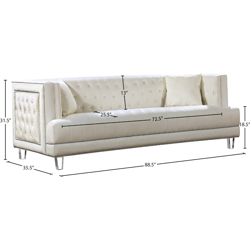 Meridian Lucas Cream Velvet Sofa IMAGE 6