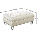 Meridian Lucas Cream Velvet Ottoman IMAGE 4