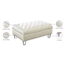 Meridian Lucas Cream Velvet Ottoman IMAGE 5