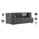 Meridian Lucas Grey Velvet Loveseat IMAGE 5