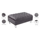 Meridian Lucas Grey Velvet Ottoman IMAGE 5