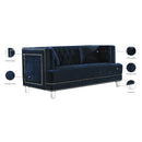 Meridian Lucas Navy Velvet Loveseat IMAGE 5