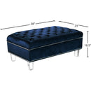 Meridian Lucas Navy Velvet Ottoman IMAGE 4