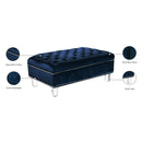 Meridian Lucas Navy Velvet Ottoman IMAGE 5