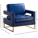 Meridian Amelia Navy Vegan Leather Accent Chair IMAGE 3