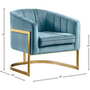 Meridian Carter Aqua Velvet Accent Chair IMAGE 6