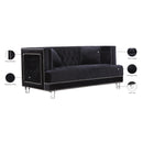 Meridian Lucas Black Velvet Loveseat IMAGE 5