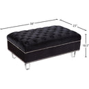 Meridian Lucas Black Velvet Ottoman IMAGE 4