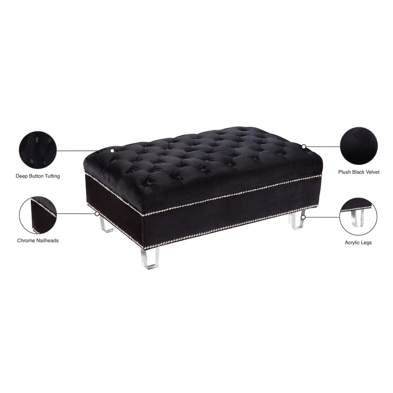 Meridian Lucas Black Velvet Ottoman IMAGE 5