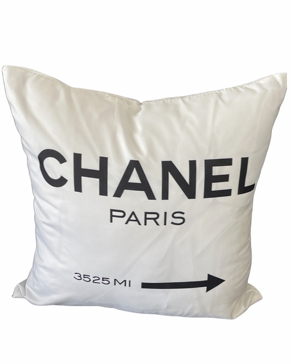 CHANEL PARIS 20x20 PILLOW COVER -WHITE & BLACK