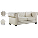 Meridian Bowery Cream Velvet Loveseat IMAGE 6