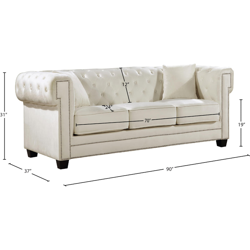 Meridian Bowery Cream Velvet Sofa IMAGE 5
