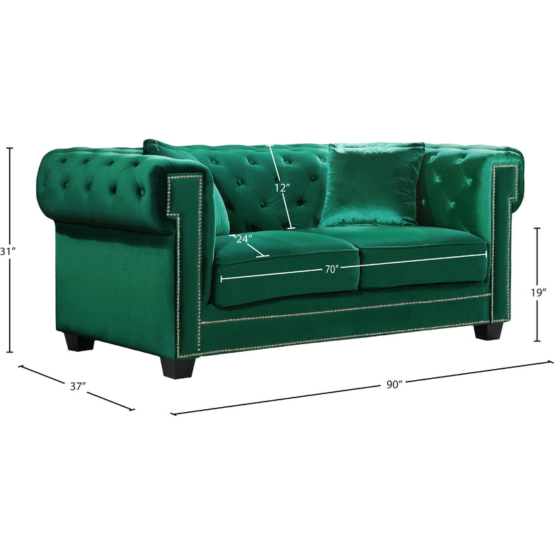 Meridian Bowery Green Velvet Sofa IMAGE 5