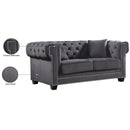 Meridian Bowery Grey Velvet Loveseat IMAGE 6