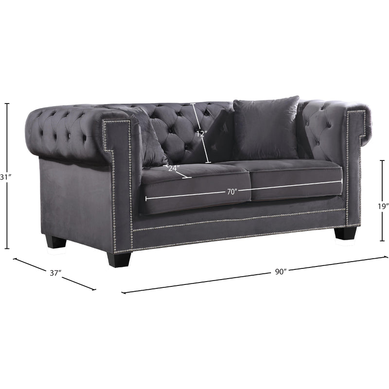 Meridian Bowery Grey Velvet Sofa IMAGE 5