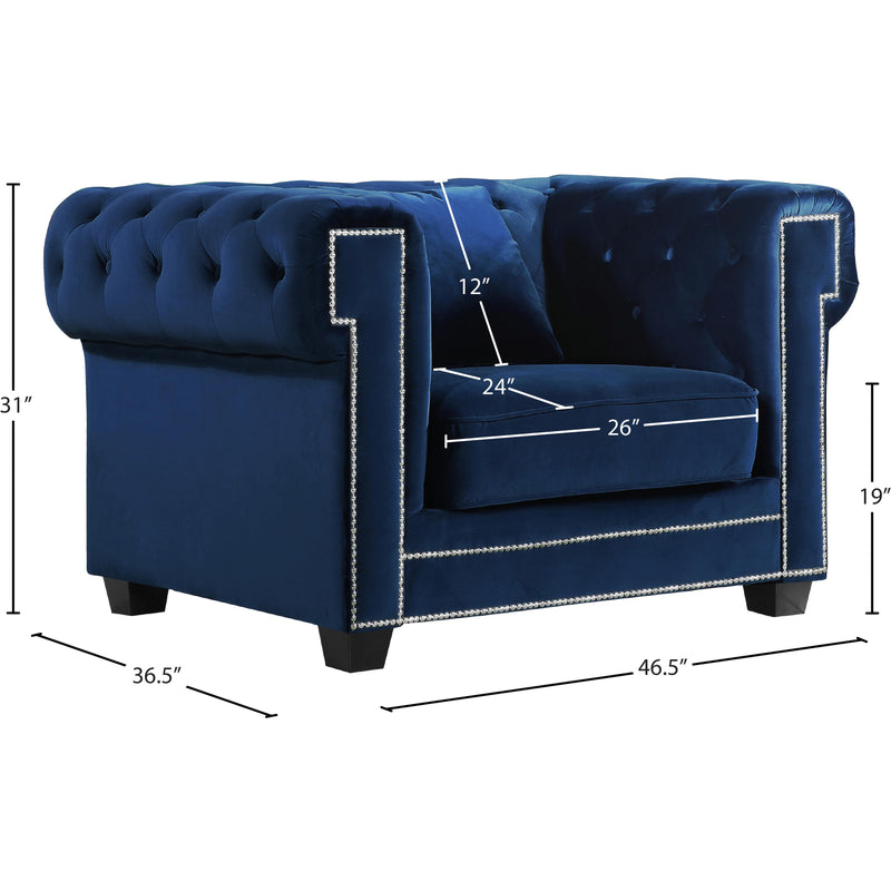 Meridian Bowery Navy Velvet Chair IMAGE 4