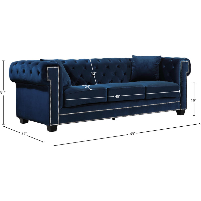 Meridian Bowery Navy Velvet Loveseat IMAGE 5