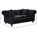 Meridian Chesterfield Black Velvet Loveseat IMAGE 6